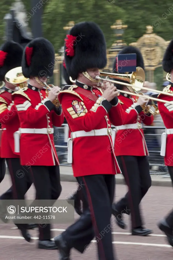 UK, England, London, Changing of the Guard, marching band on street