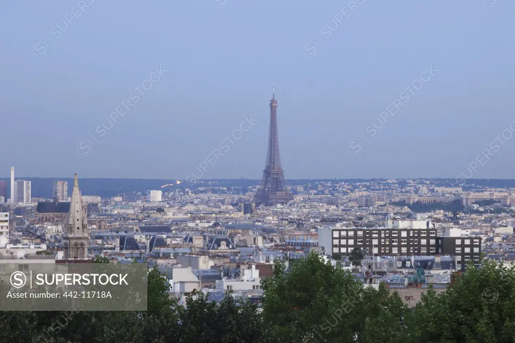Tower in a city, Eiffel Tower, Paris, Ile-de-France, France