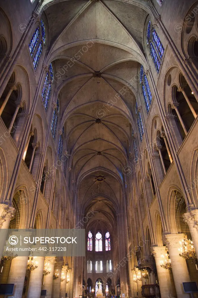 Interiors of a cathedral, Notre Dame, Paris, Ile-de-France, France
