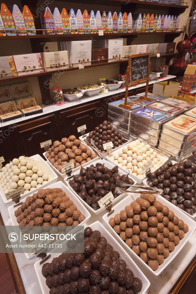 Belgium, Brussels, Chocolate shop display