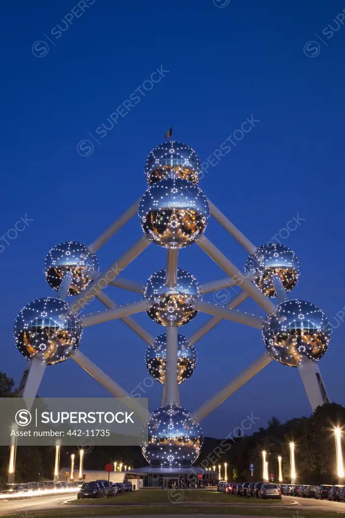 Belgium, Brussels, Atomium at night