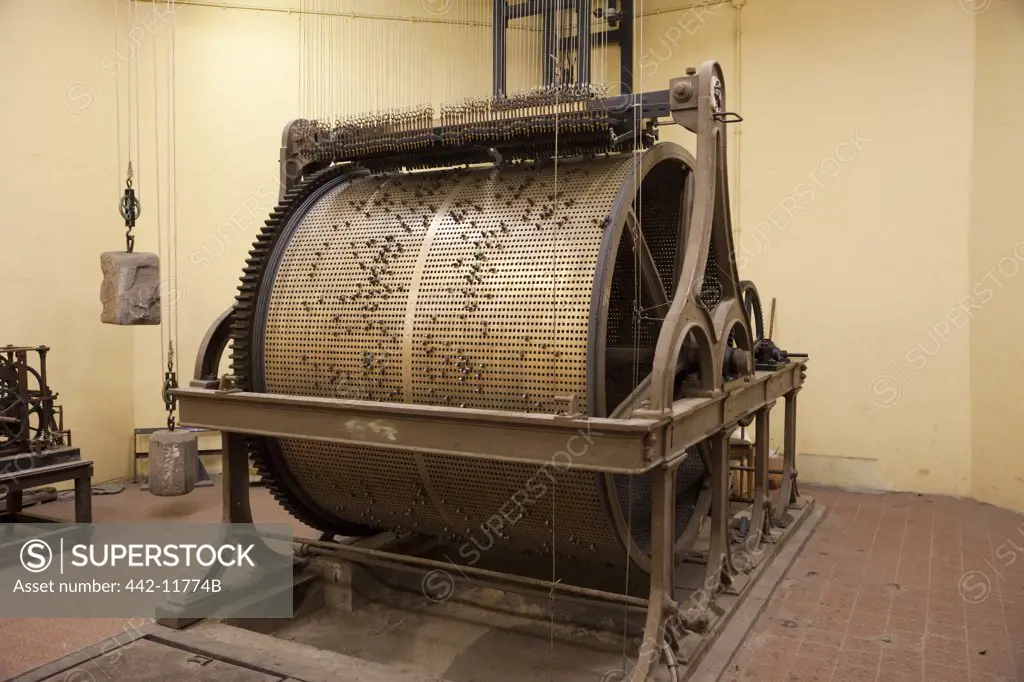 Belgium, Ghent, Carillon copper chiming drum in Belfry Tower Museum