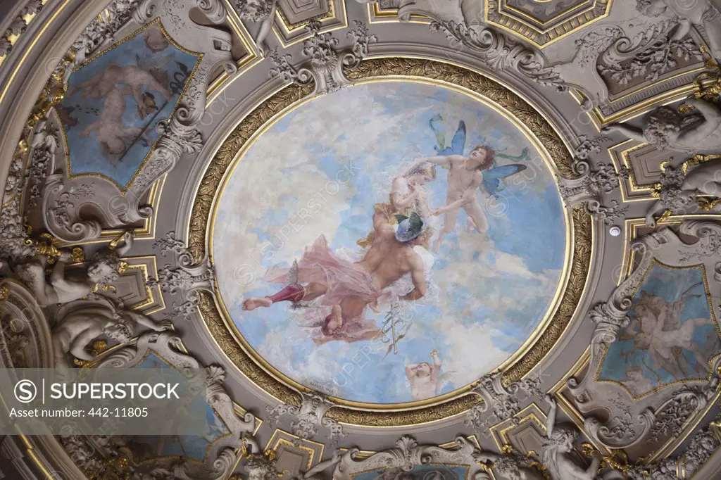 France,Ile-de-France,Chantilly,Chateau de Chantilly,Ceiling of The Paintings Gallery (Gallerie de Peintures)