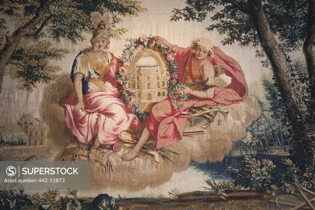 France,Ile-de-France,Fontainebleau,Chateau de Fontainebleau,Tapestry in The Empress's Antechamber