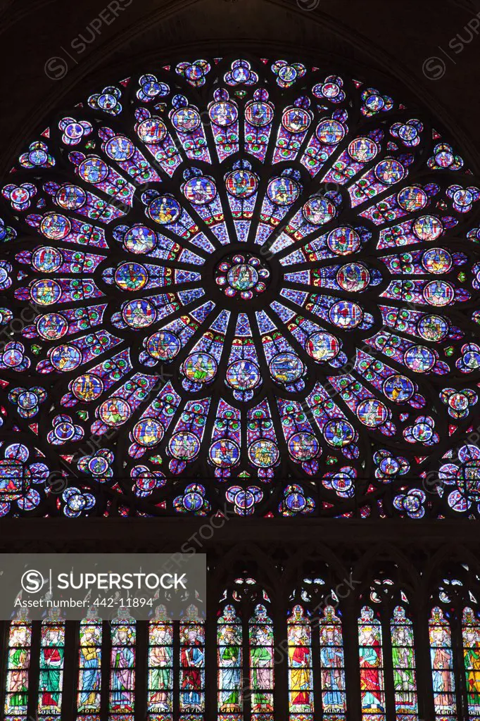 France,Paris,Notre Dame,Stained Glass Rose Window