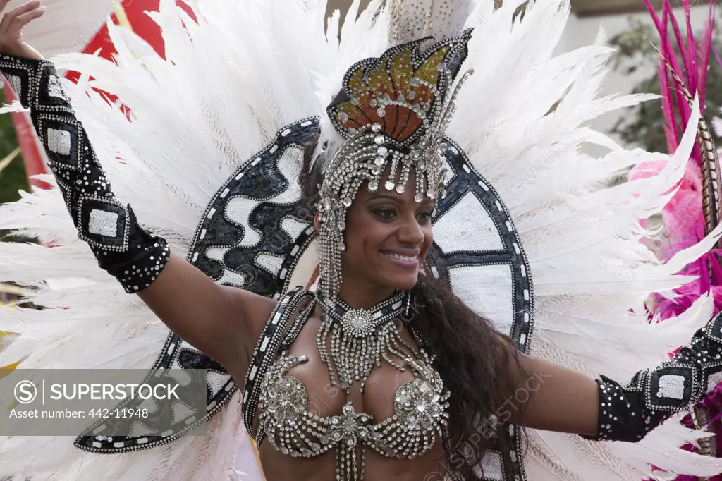 UK, England, London, Young woman in costume at Notting Hill Carnival