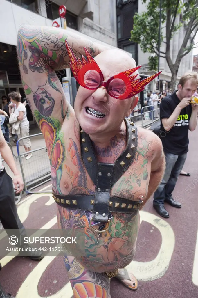 UK, England, London, Portrait of man at Gay Pride Festival