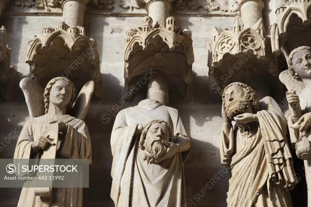 Sculpture details on the west facade, Notre Dame d'Amiens, Amiens, Somme, France
