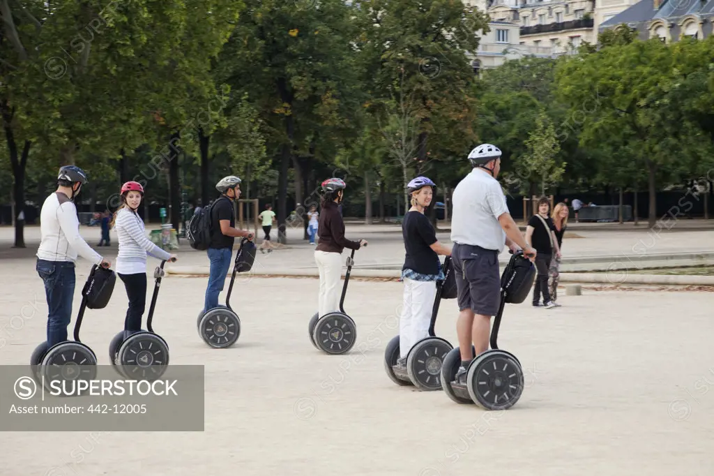 Tourists traveling on Segways, Paris, France