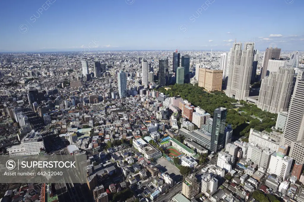 Aerial view of a cityscape, Shinjuku Ward, Tokyo Prefecture, Japan