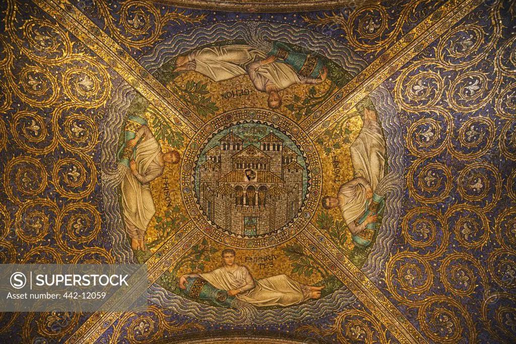 Details of the ceiling of a cathedral, Aachen Cathedral, Aachen, North Rhine Westphalia, Germany