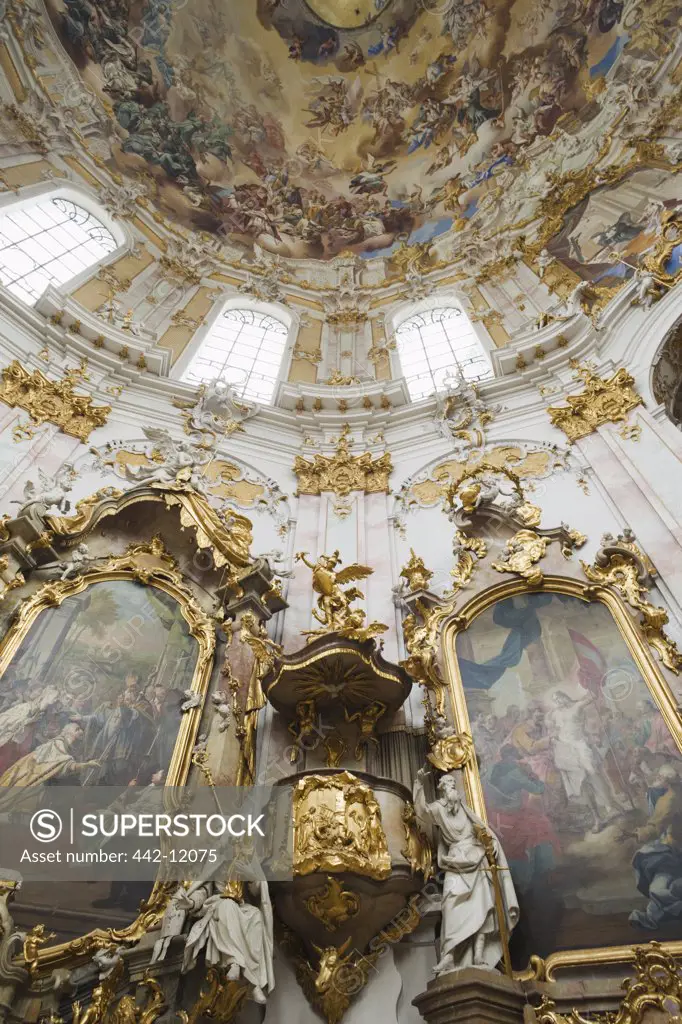 Interiors of a church, Benedictine Abbey, Ettal, Garmisch-Partenkirchen, Bavaria, Germany