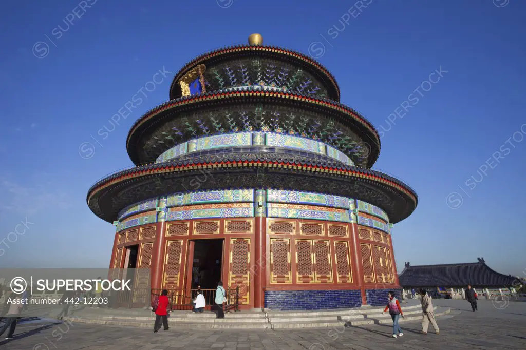 Low angle view of a temple, Hall Of Prayer For Good Harvests, Temple Of Heaven, Beijing, China
