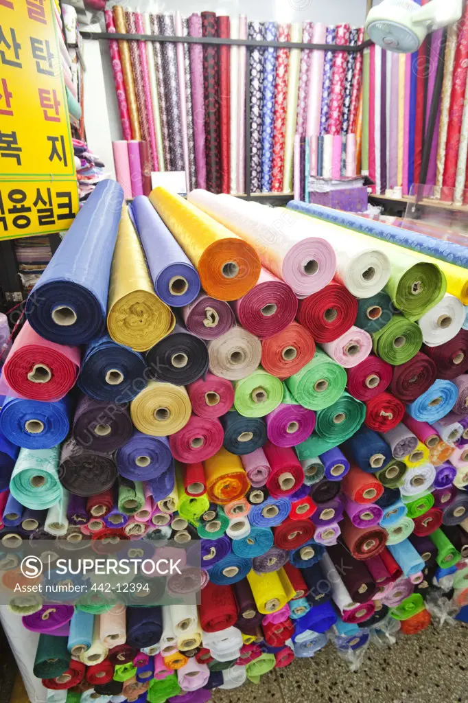 Fabric shop in a market, Dongdaemun Market, Seoul, South Korea