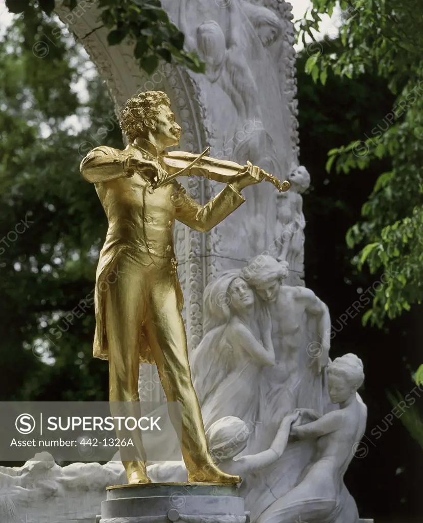 Close-up of a statue, Johann Strauss Monument, Stadtpark, Vienna, Austria
