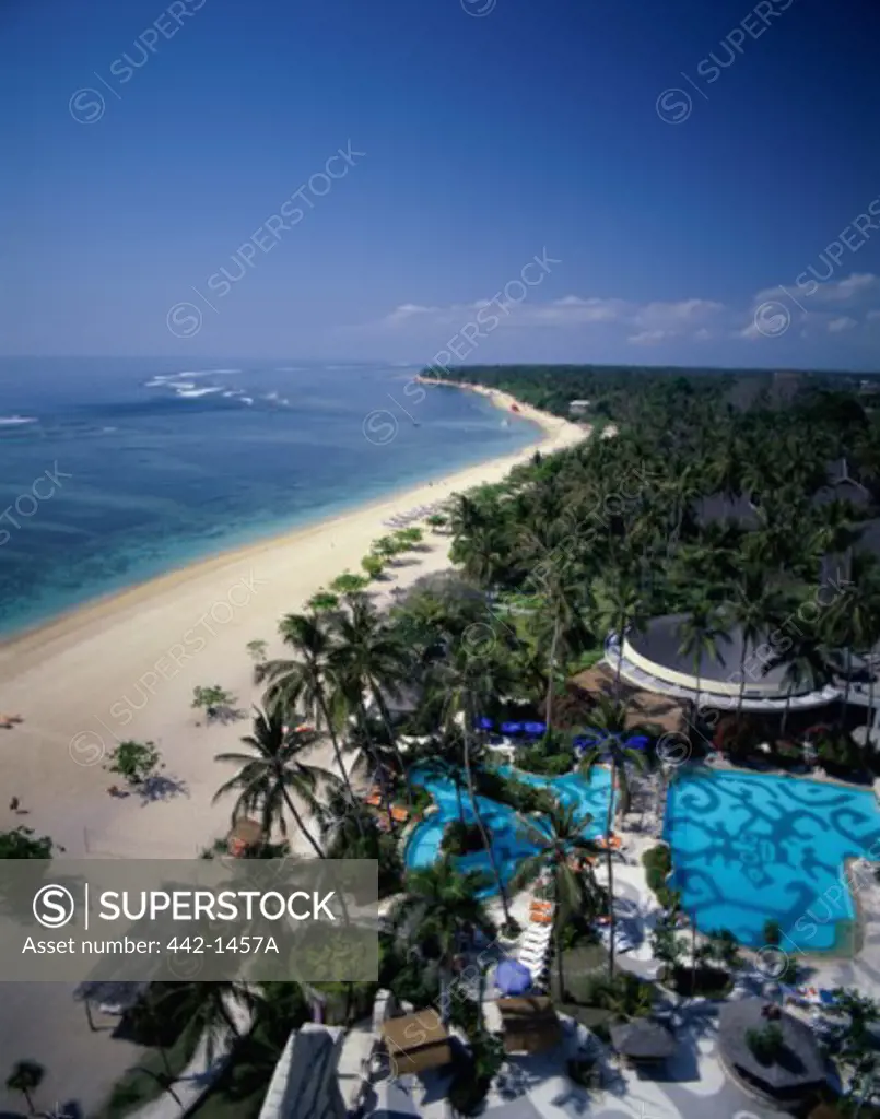 High angle view of a beach, Sanur Beach, Bali, Indonesia