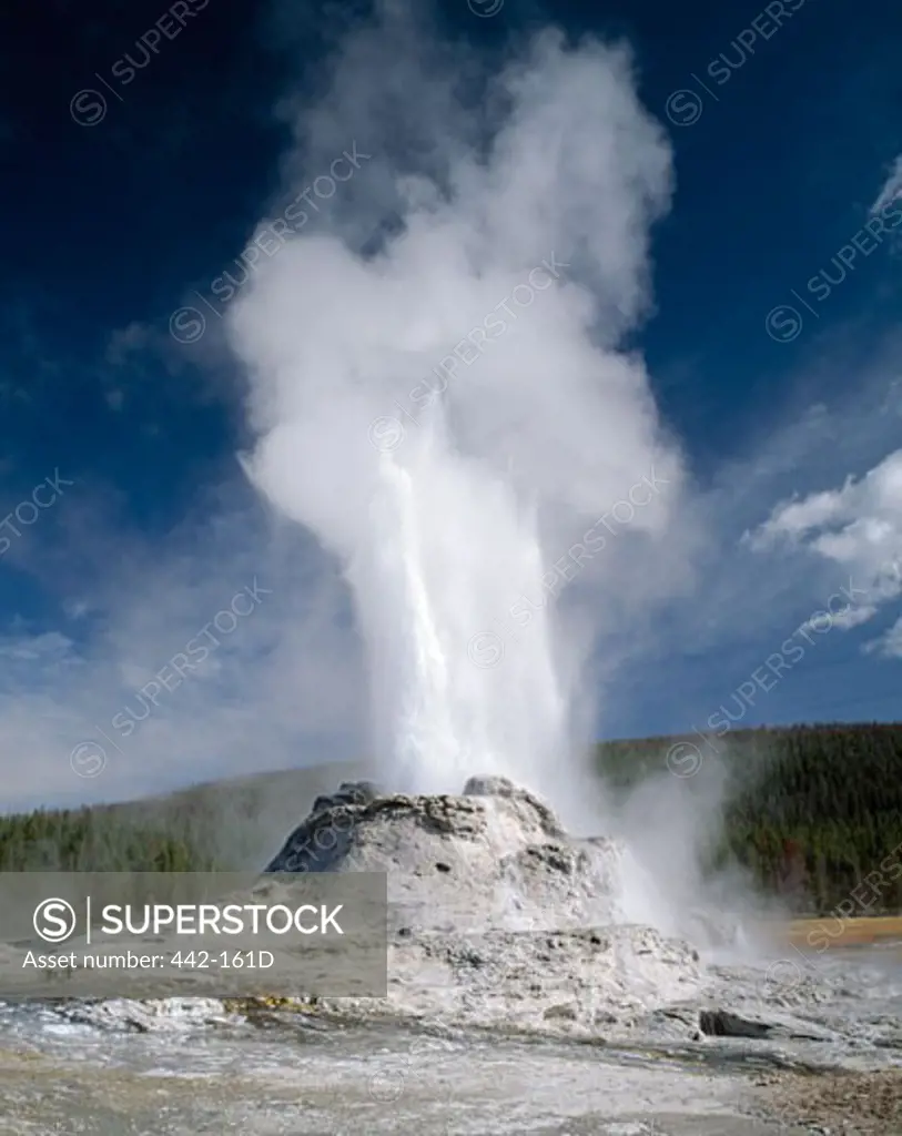 Steam rising from a geyser, Castle Geyser, Yellowstone National Park, Wyoming, USA