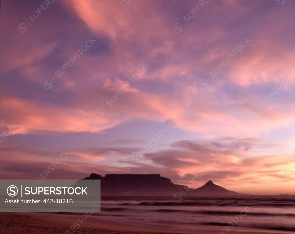 Clouds over a mountain, Table Mountain, Cape Town, South Africa