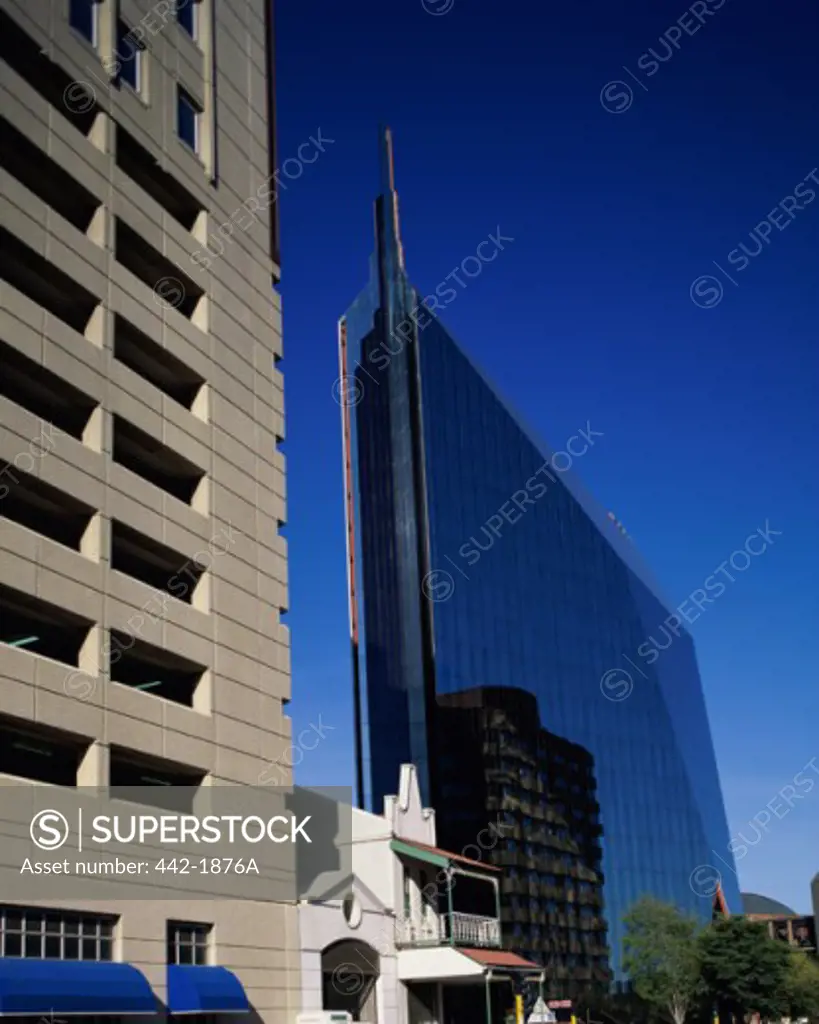 Low angle view of buildings, Johannesburg, South Africa