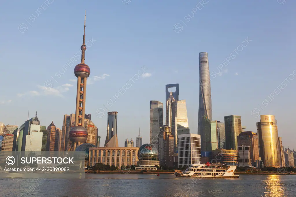 China,Shanghai,Pudong Skyline and Huangpu River 