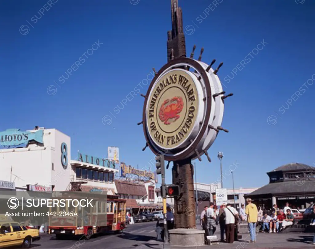 Commercial sign in a city, Fisherman's Wharf, San Francisco, California, USA