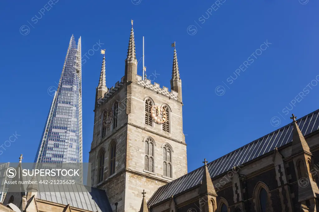 England, London, Southwark, The Shard and Southwark Cathedral