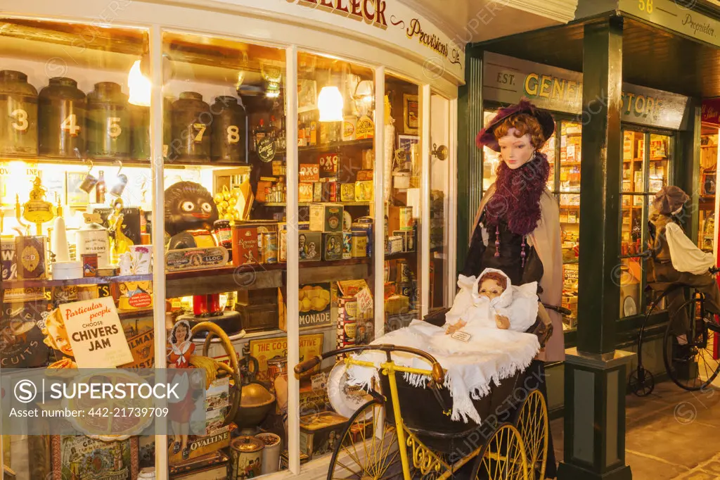 England, Devon, Torquay, Babbacombe, Shops in Recreated Victorian Street in Bygones Museum