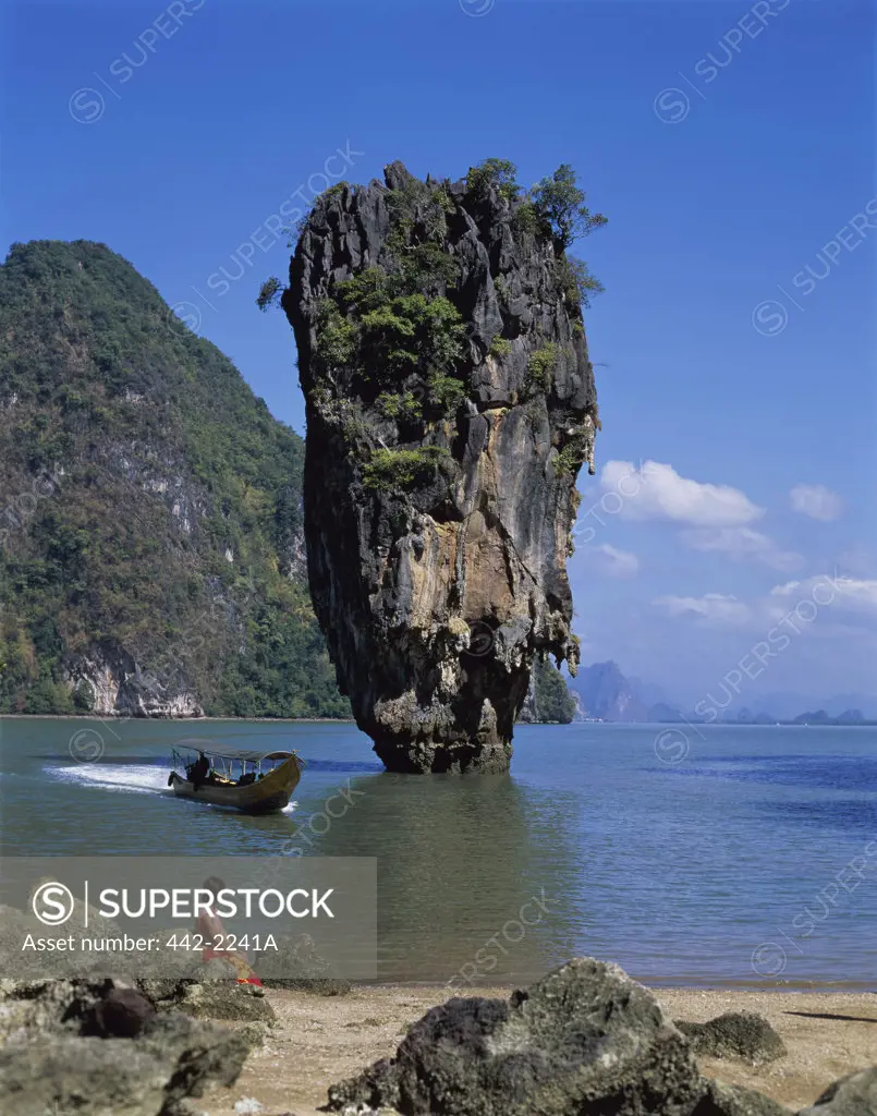 Rock formation in the sea, Phang-Nga Bay, Phuket, Thailand