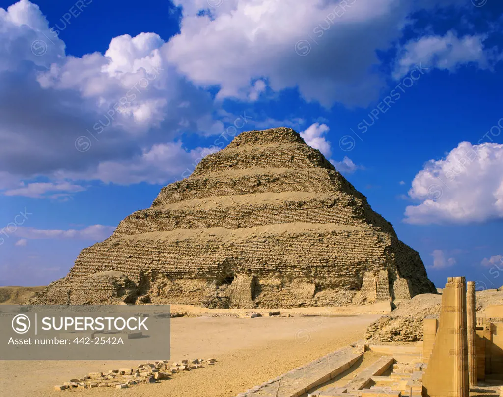Low angle view of a step pyramid, The Step Pyramid of Zoser, Saqqara, Egypt