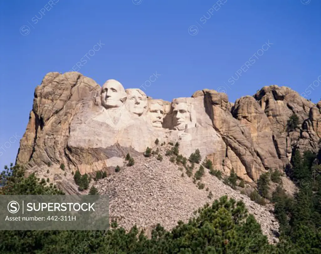 Low angle view of a memorial, Mount Rushmore National Memorial, South Dakota, USA