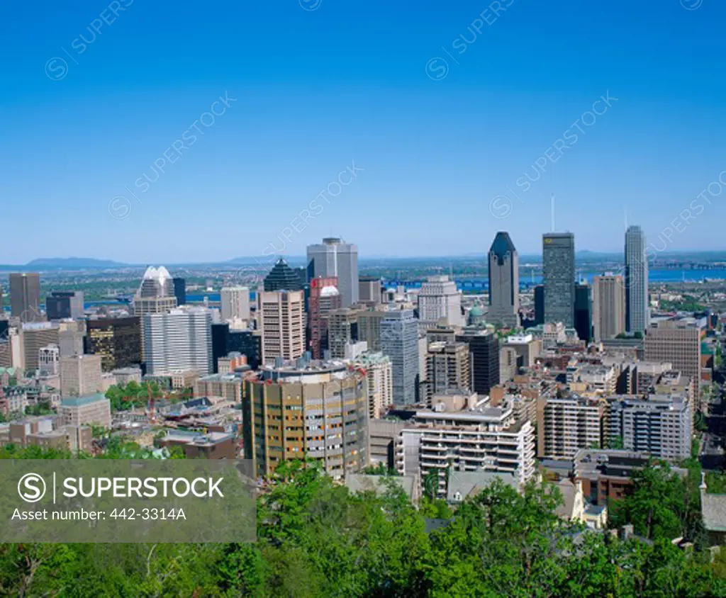 High angle view of buildings in a city, Montreal, Quebec, Canada