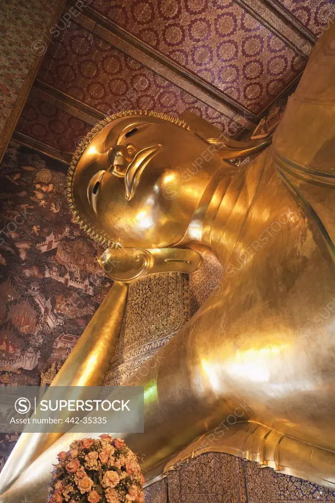 Reclining Buddha statue in a temple, Wat Pho, Bangkok, Thailand