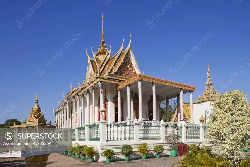 Potted plant near a temple, Silver Pagoda, Royal Palace, Phnom Penh, Cambodia