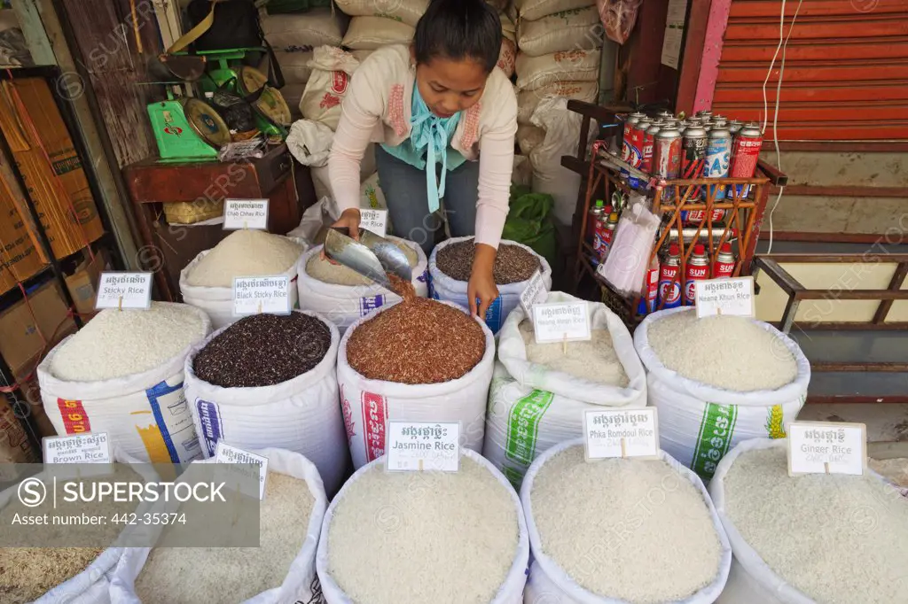 Woman working in a store, Siem Reap, Cambodia