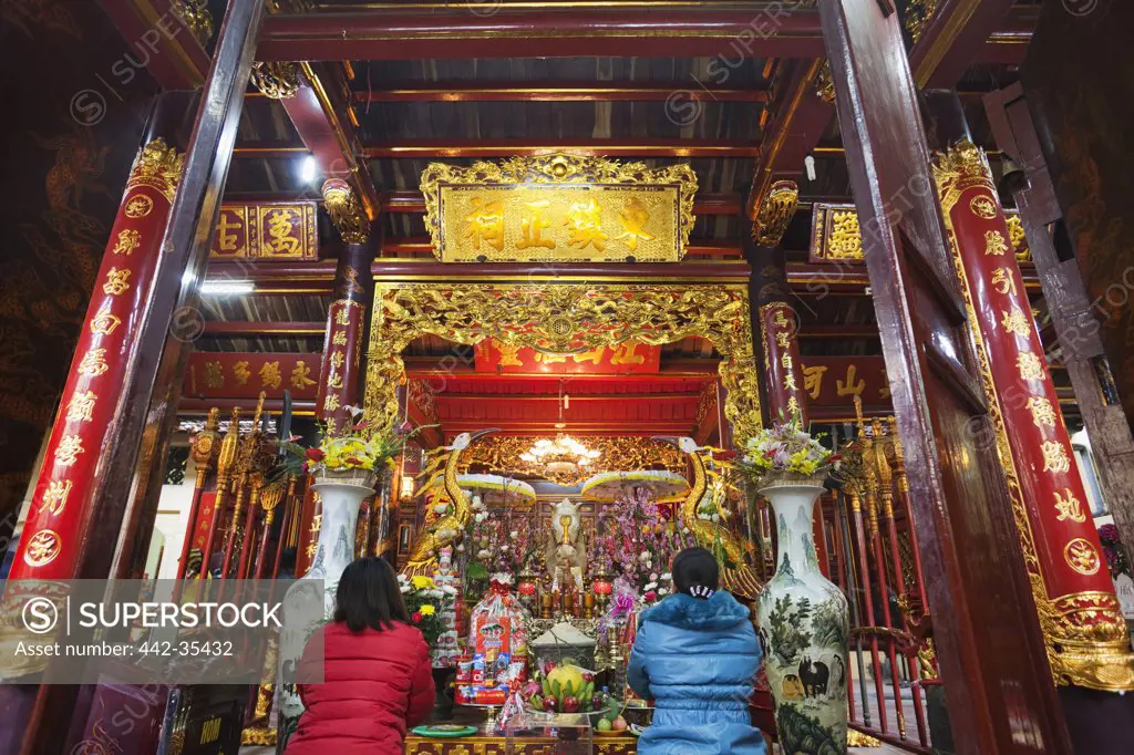 Interiors of a temple, Bach Ma Temple, Hanoi, Vietnam