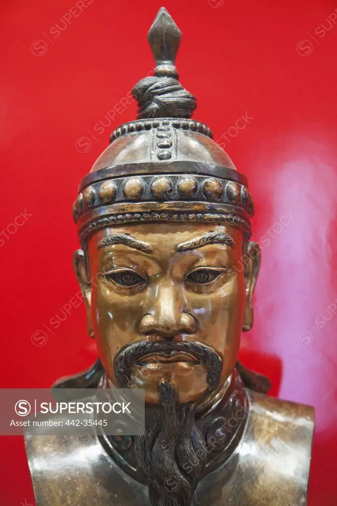 Metal bust of Ngo Quyen in a museum, Vietnam Military History Museum, Hanoi, Vietnam