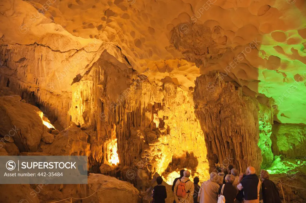Tourists at a cave, Sung Sot Cave, Ha Long Bay, Quang Ninh Province, Vietnam