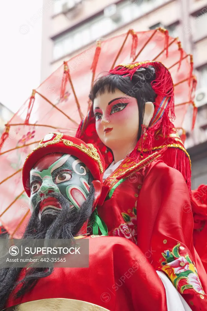 Details of Chinese puppets, Tai Kok Tsui Temple Fair, Hong Kong, China