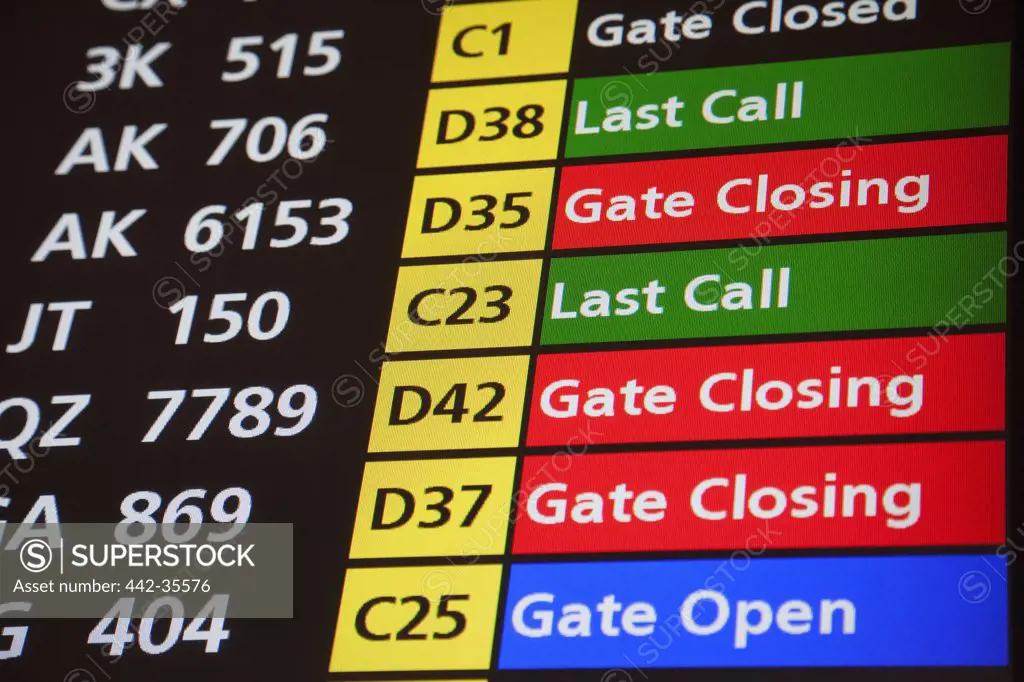 Low angle view of an arrival departure board at an airport, Changi International Airport, Singapore