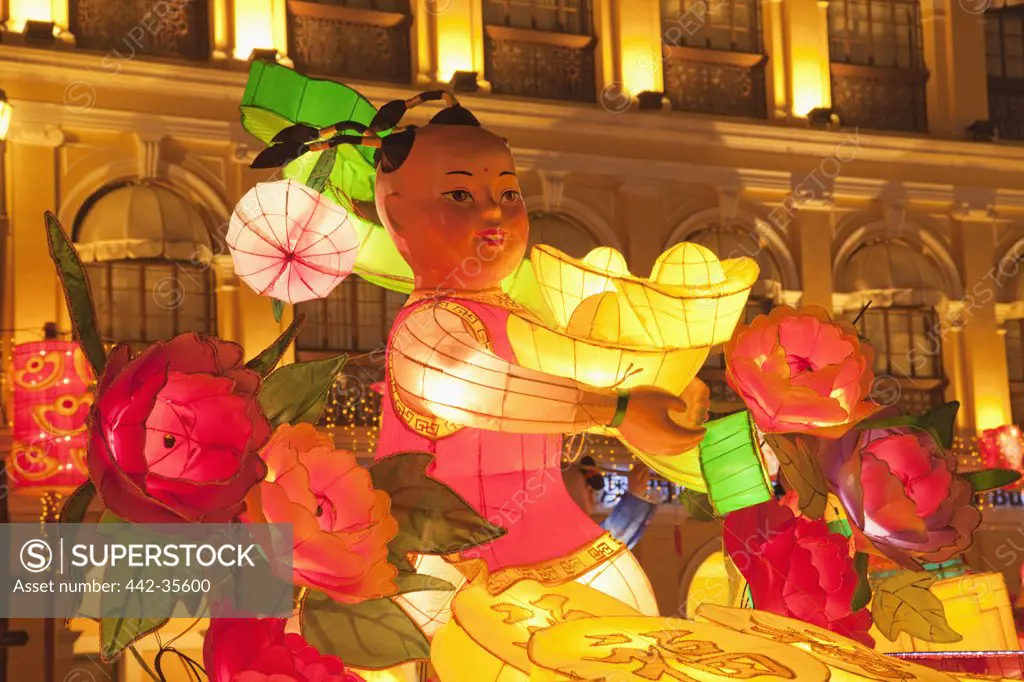 Display of Chinese New Year decorations, Senado Square, Macao, China