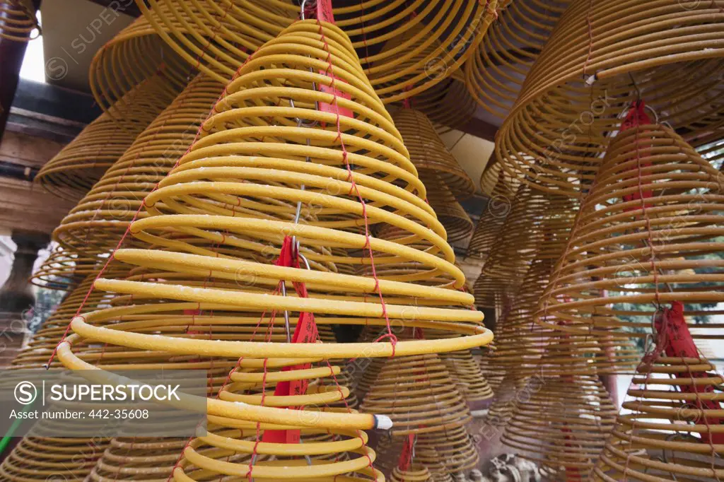 Incense coils hanging in a temple, A-Ma Temple, Macao, China