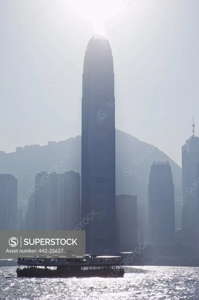 Buildings at waterfront, Victoria Peak, Victoria Harbour, Hong Kong, China