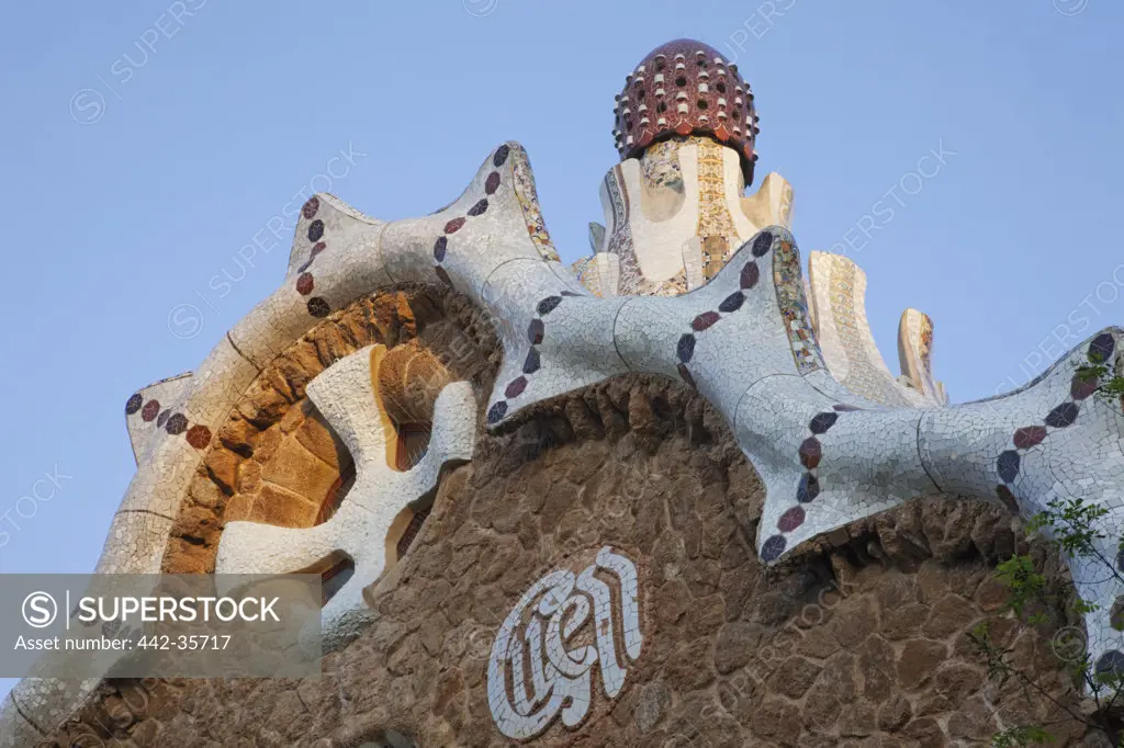 Architectural details of a building, Parc Guell, Barcelona, Catalonia, Spain