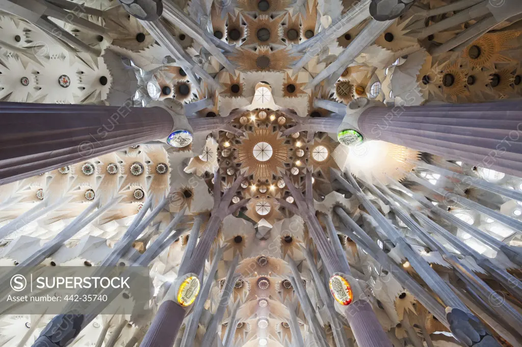 Interiors of a church, Sagrada Familia, Barcelona, Catalonia, Spain