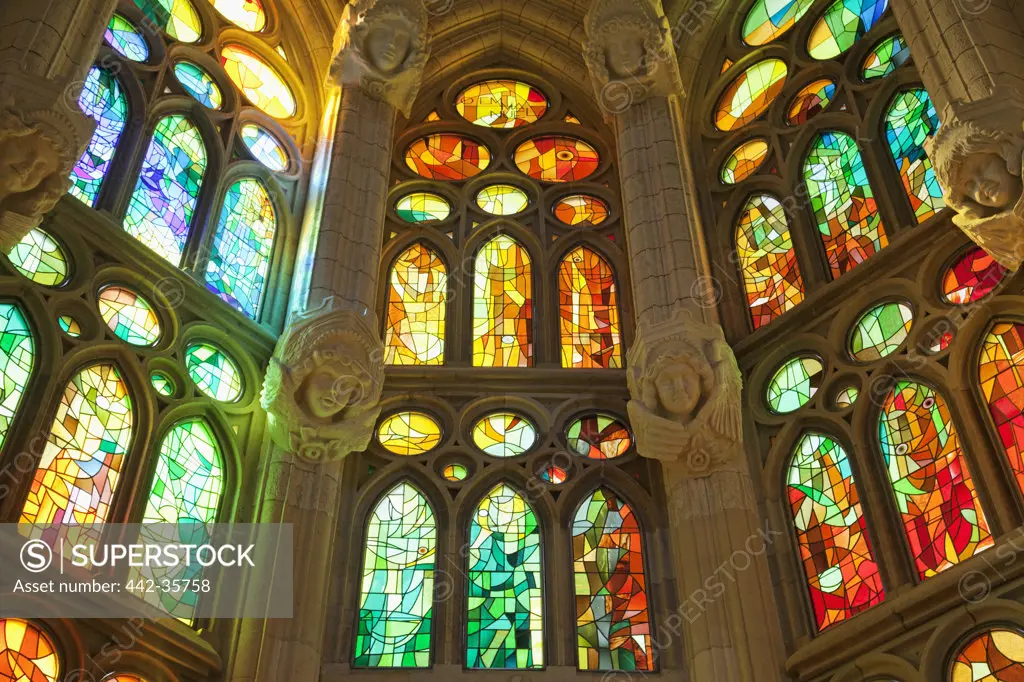 Interiors of a church, Sagrada Familia, Barcelona, Catalonia, Spain
