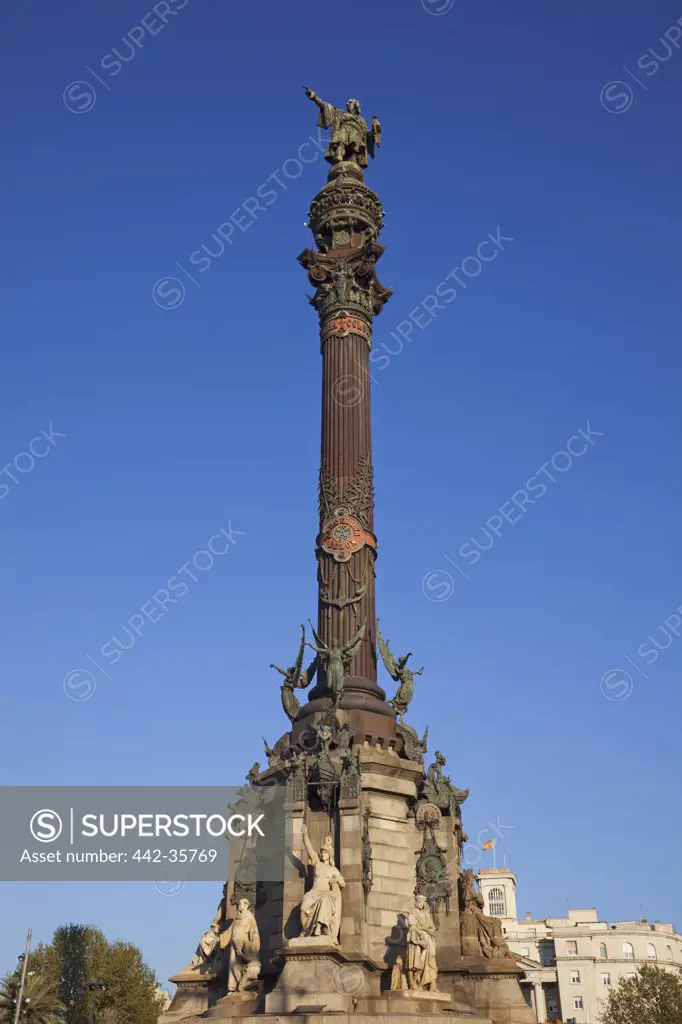 Low angle view of a monument, Columbus Monument, Barcelona, Catalonia, Spain