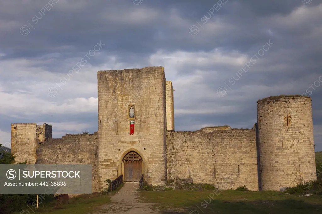 Facade of a castle, Chateau De Puivert, Puivert, Aude, Languedoc-Rousillon, France