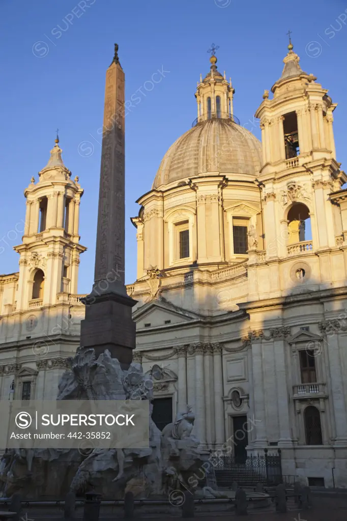 Italy, Rome, Sant'Agnese in Agone and Fountain of the Four Rivers