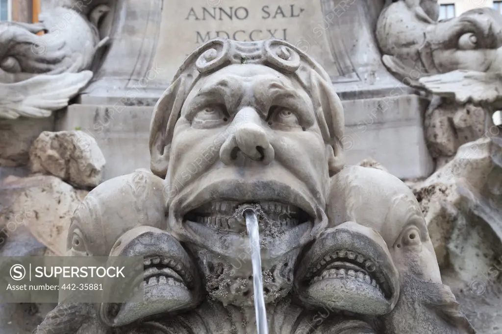 Italy, Rome, Detail of fountain at Piazza della Rotonda