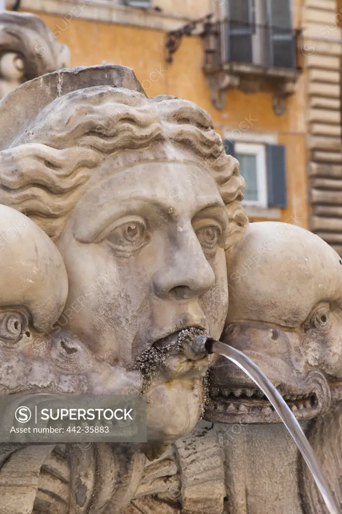 Italy, Rome, Detail of fountain at Piazza della Rotonda